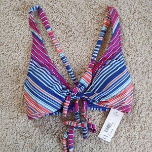 ANA A New Approach Medium M Bikini Top Multi Stripe NWT Blue Padded